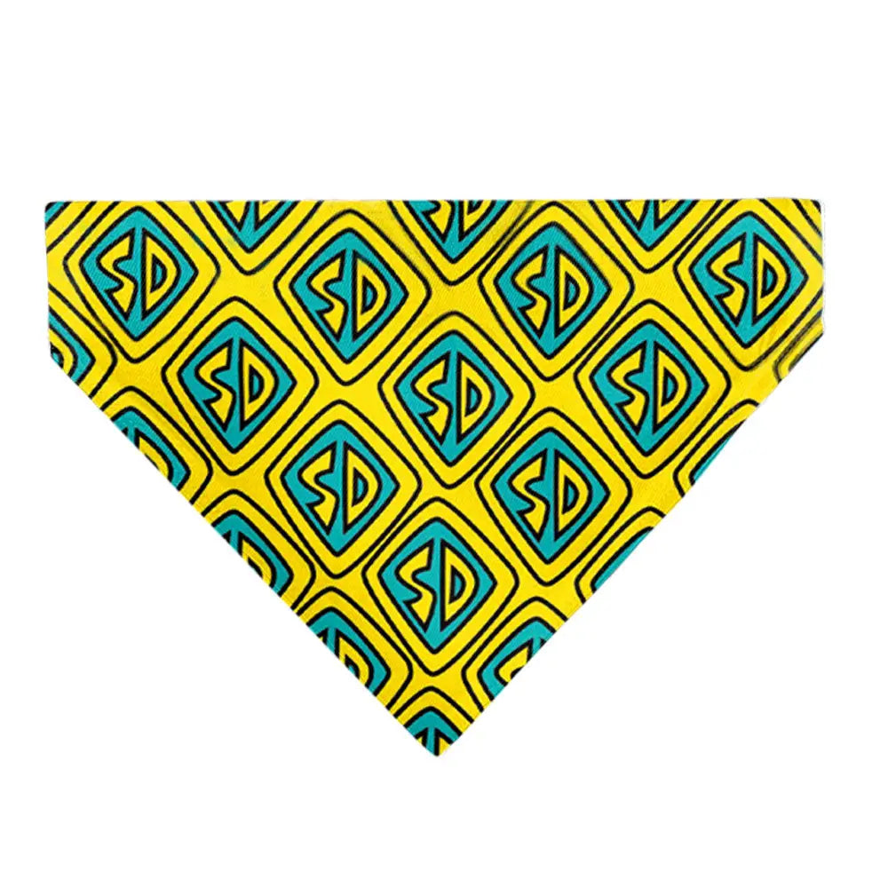 Pet Bandana - Scooby Doo Logo Centered and Collage Blue/Yellow Pet Bandanas