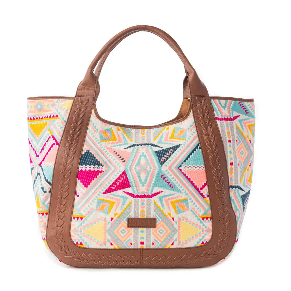 Myra Sedona Horizon Jacquard Tote Bag in Sunset Coral - Sunset Coral - Bags