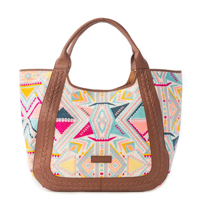 Myra Sedona Horizon Jacquard Tote Bag in Sunset Coral - Sunset Coral - Bags