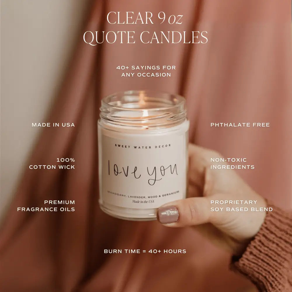 Self Care Soy Candle - Clear Jar - 9 oz (Lavender and Eucalyptus Calm and Comfort) Candles