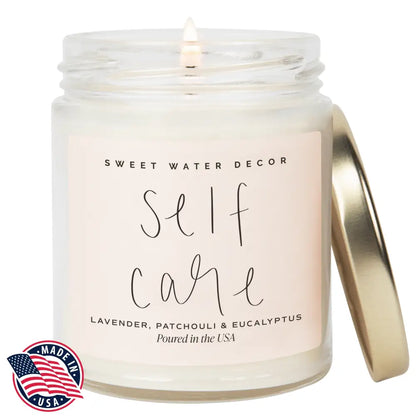 Self Care Soy Candle - Clear Jar - 9 oz (Lavender and Eucalyptus Calm and Comfort) Candles