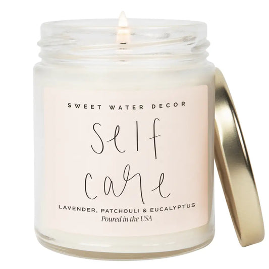 Self Care Soy Candle - Clear Jar - 9 oz (Lavender and Eucalyptus Calm and Comfort) Candles