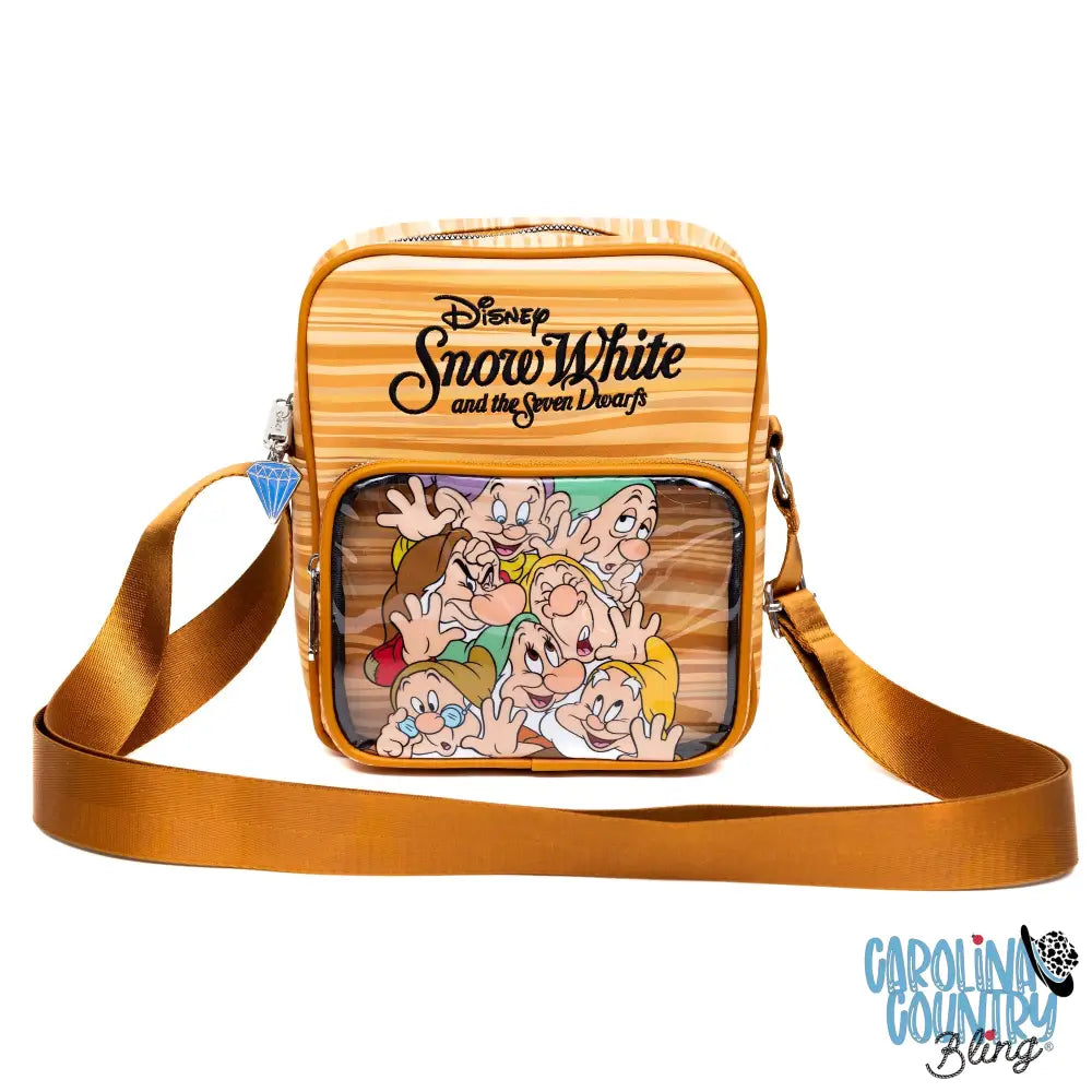 Disney Vegan Leather Cross Body Backpack with Adjustable Strap Snow White and the Seven Dwarfs Face Smash Group Pose