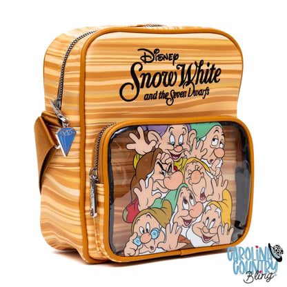 Disney Vegan Leather Cross Body Backpack with Adjustable Strap Snow White and the Seven Dwarfs Face Smash Group Pose