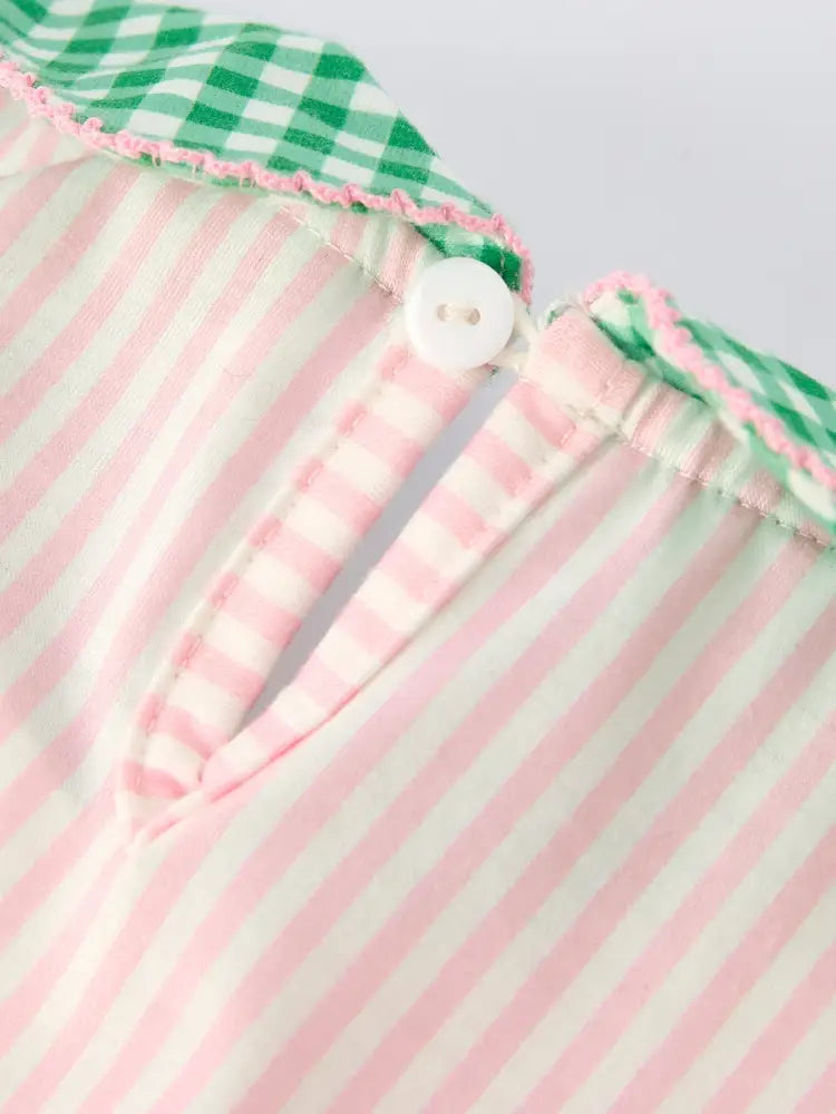 St. Patrick’s Day Shamrock Girls’ Striped Plaid Dress Dress