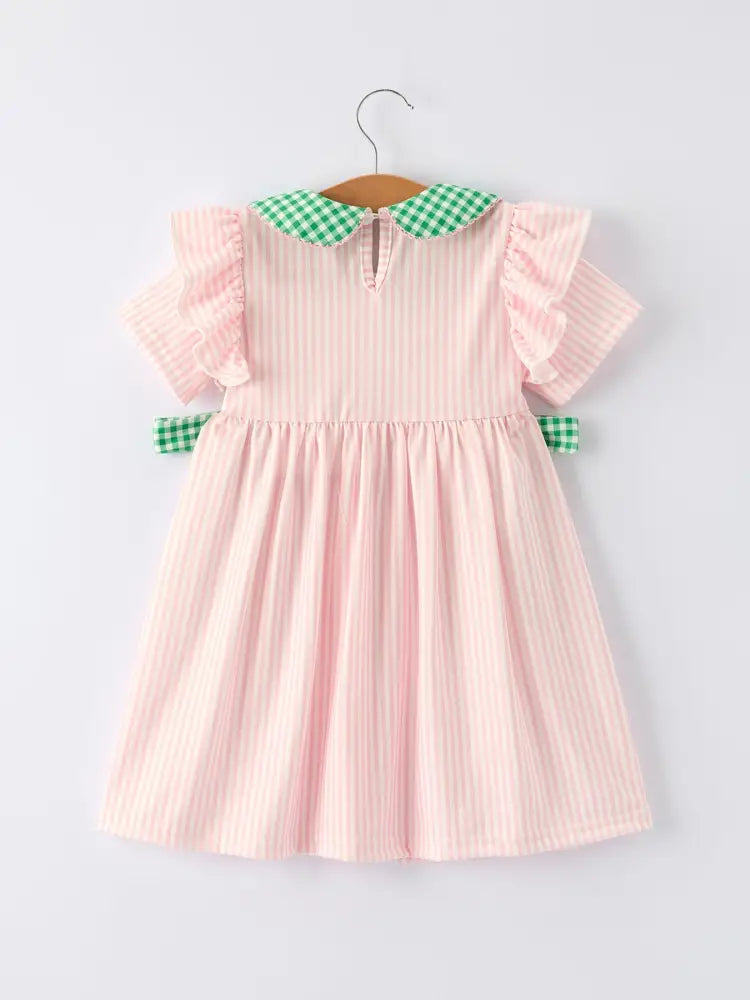 St. Patrick’s Day Shamrock Girls’ Striped Plaid Dress Dress