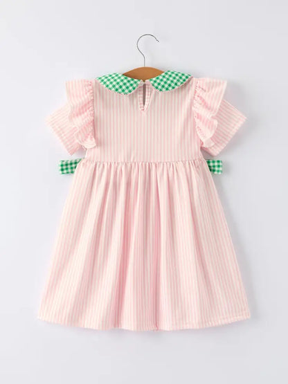 St. Patrick’s Day Shamrock Girls’ Striped Plaid Dress Dress