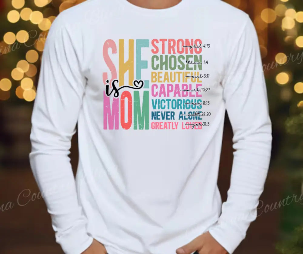 She Is Mom – Multi Small / Long / White Long Shirt