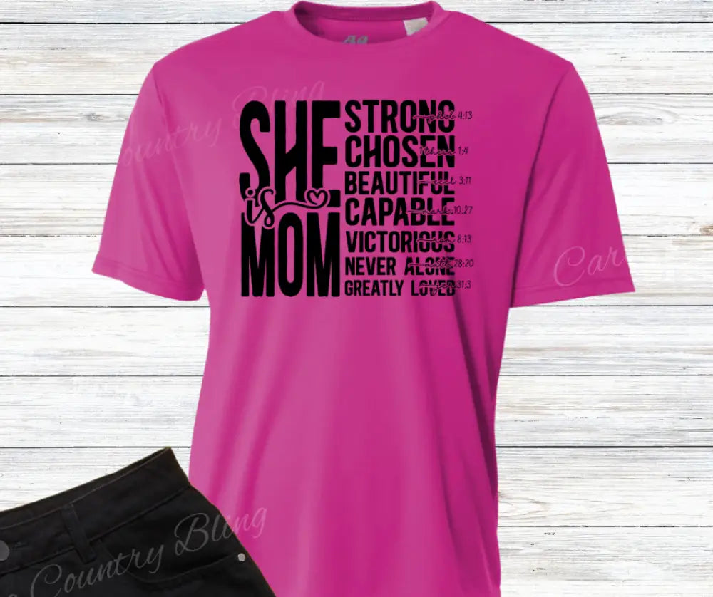 She Is Mom – Multi Small / Short / Fuchsia Shirt