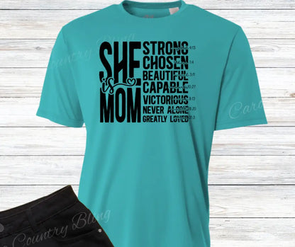 She Is Mom – Multi Small / Short / Teal Shirt