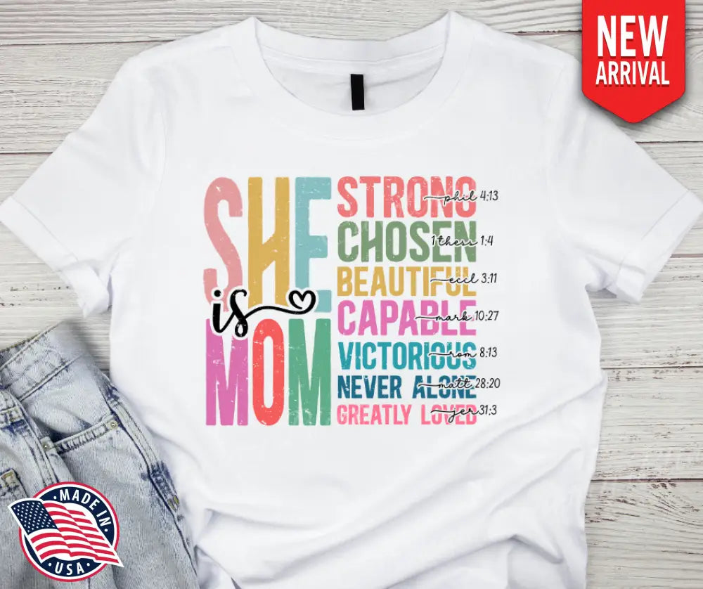 She Is Mom – Multi Small / Short / White Shirt Shirt