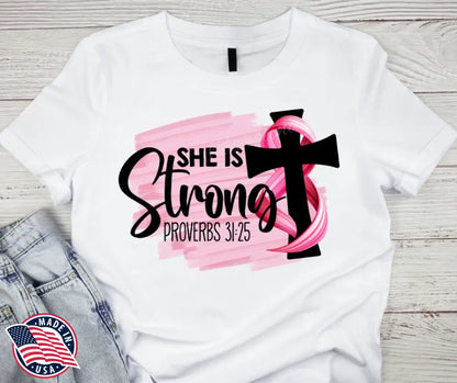 She is Strong – White Small / Short Shirt