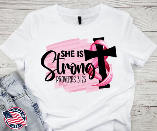 She is Strong – White Small / Short Shirt