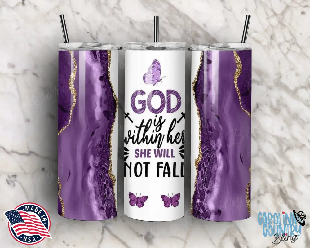 She Will Not Fall – Purple Tumbler