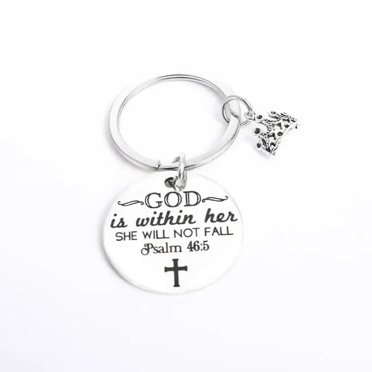 She Will Not Fall – Silver Key Chains