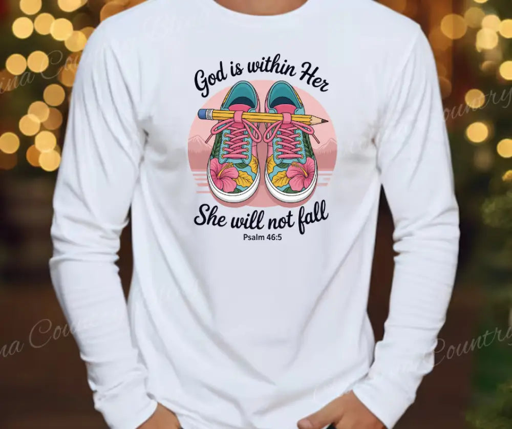 She Will Not Fall – White Small / Long Shirt