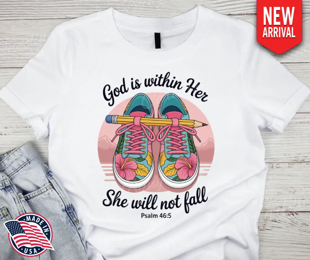 She Will Not Fall – White Small / Short Shirt