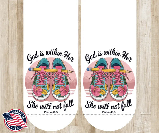 She Will Not Fall – White Socks