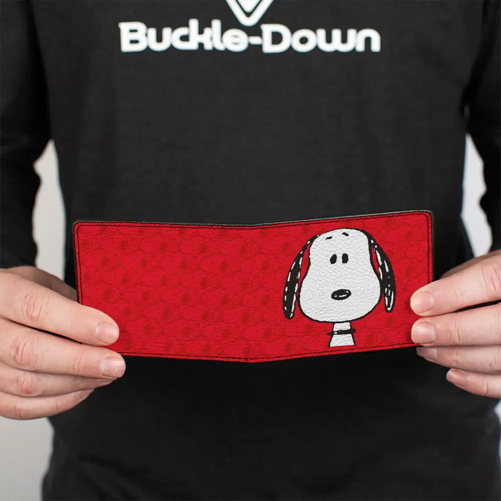 Bi-Fold Wallet - Peanuts Snoopy Face and Profile Pose Reds Bi-Fold Wallets