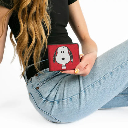 Bi-Fold Wallet - Peanuts Snoopy Face and Profile Pose Reds Bi-Fold Wallets