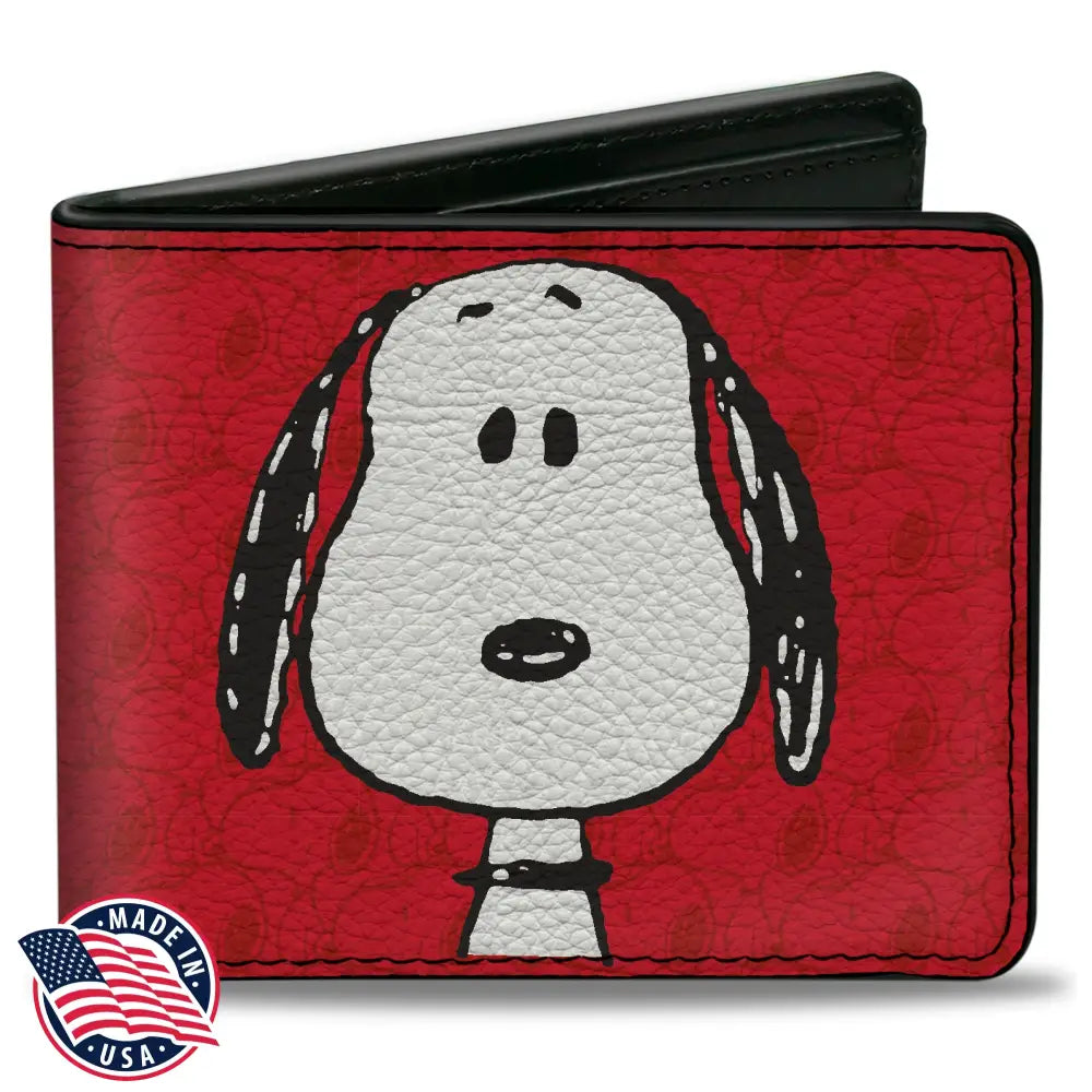 Bi-Fold Wallet - Peanuts Snoopy Face and Profile Pose Reds Bi-Fold Wallets