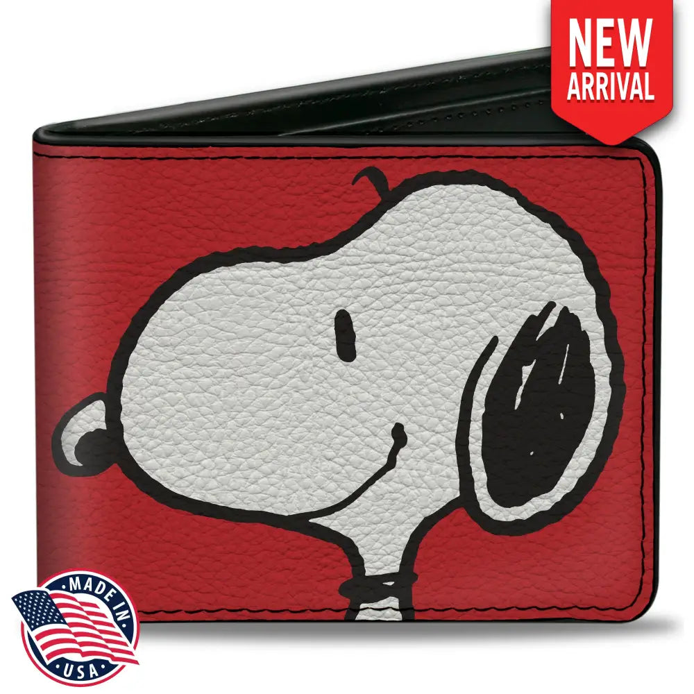 Bi-Fold Wallet - Peanuts Snoopy Smiling Profile Pose Red Bi-Fold Wallets