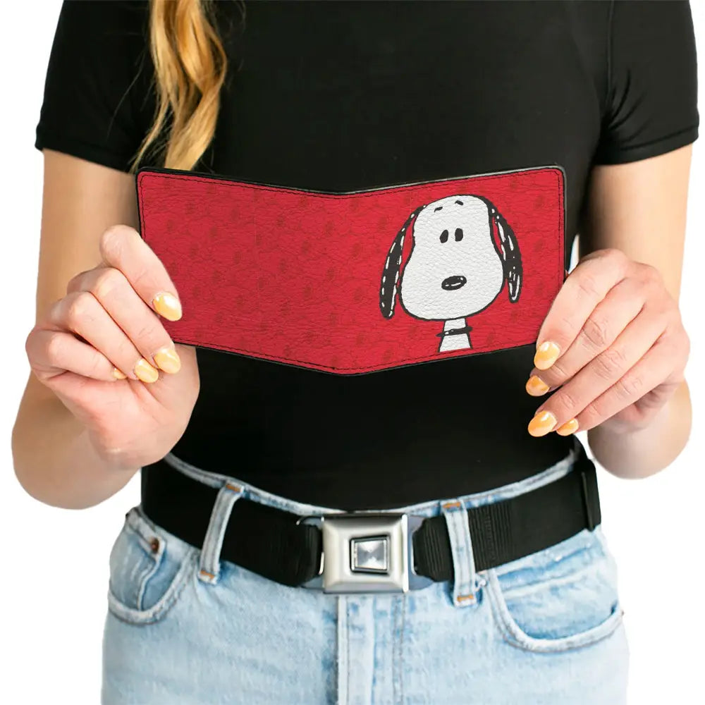 Bi-Fold Wallet - Peanuts Snoopy Face and Profile Pose Reds Bi-Fold Wallets