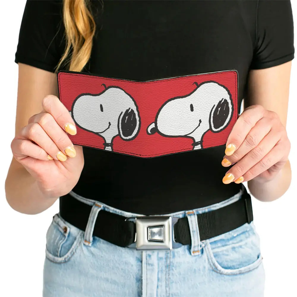 Bi-Fold Wallet - Peanuts Snoopy Smiling Profile Pose Red Bi-Fold Wallets