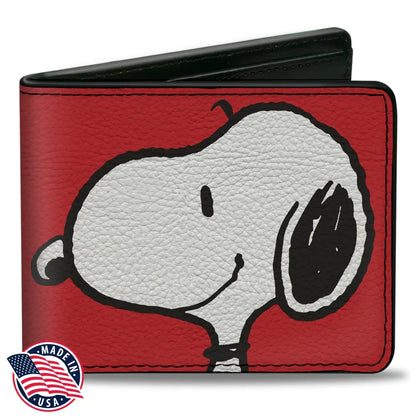 Bi-Fold Wallet - Peanuts Snoopy Smiling Profile Pose Red Bi-Fold Wallets