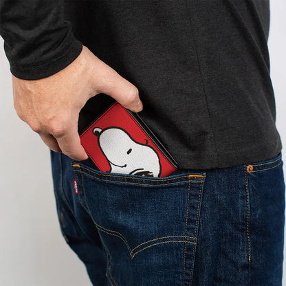 Bi-Fold Wallet - Peanuts Snoopy Smiling Profile Pose Red Bi-Fold Wallets