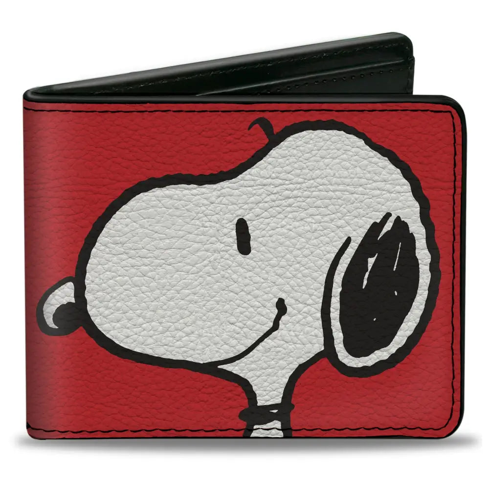 Bi-Fold Wallet - Peanuts Snoopy Smiling Profile Pose Red Bi-Fold Wallets