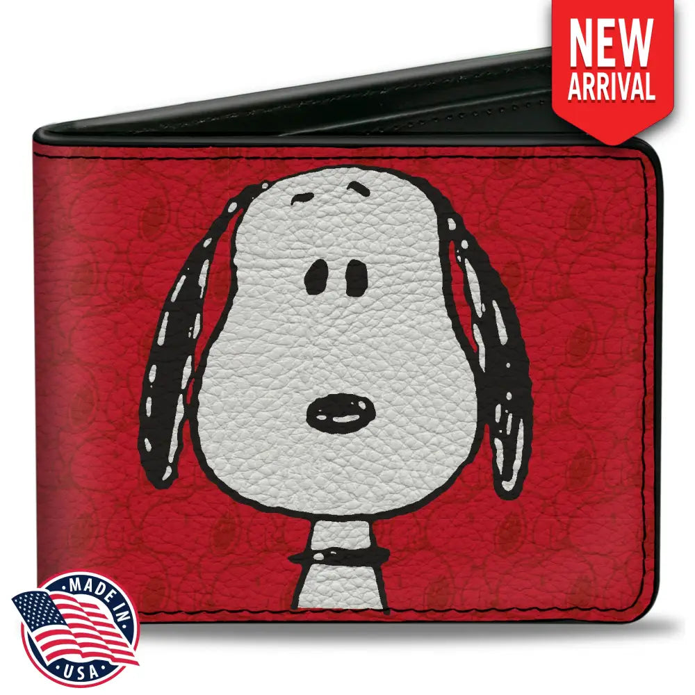 Bi-Fold Wallet - Peanuts Snoopy Face and Profile Pose Reds Bi-Fold Wallets