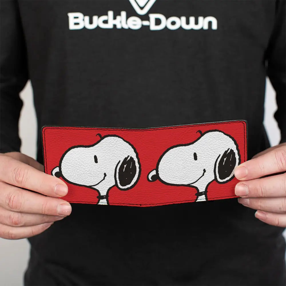 Bi-Fold Wallet - Peanuts Snoopy Smiling Profile Pose Red Bi-Fold Wallets
