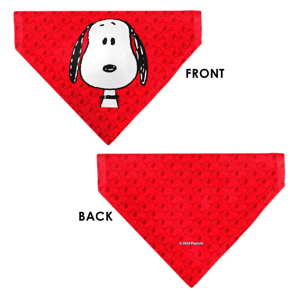 Pet Bandana - Peanuts Snoopy Face and Profile Pose Reds Pet Bandanas
