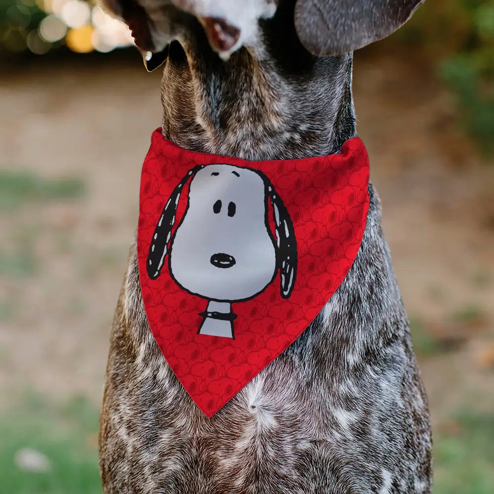 Pet Bandana - Peanuts Snoopy Face and Profile Pose Reds Pet Bandanas