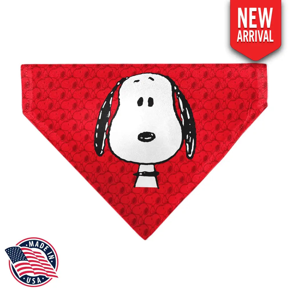 Pet Bandana - Peanuts Snoopy Face and Profile Pose Reds Pet Bandanas