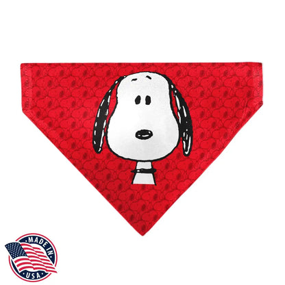 Pet Bandana - Peanuts Snoopy Face and Profile Pose Reds Pet Bandanas