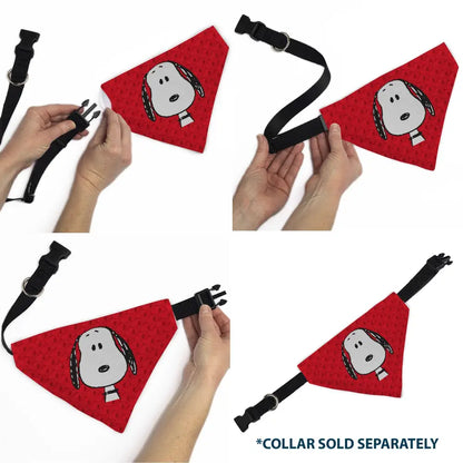 Pet Bandana - Peanuts Snoopy Face and Profile Pose Reds Pet Bandanas