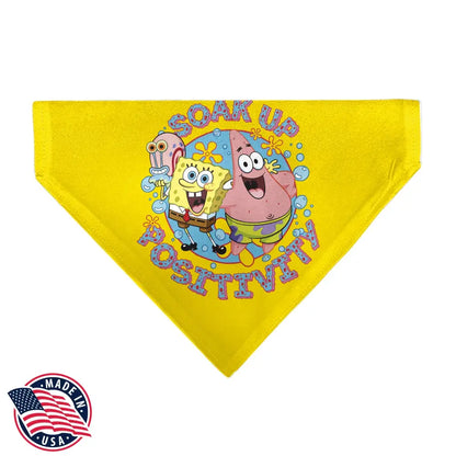 Pet Bandana - SpongeBob SquarePants and Friends SOAK UP POSITIVITY Pose Yellow Pet Bandanas