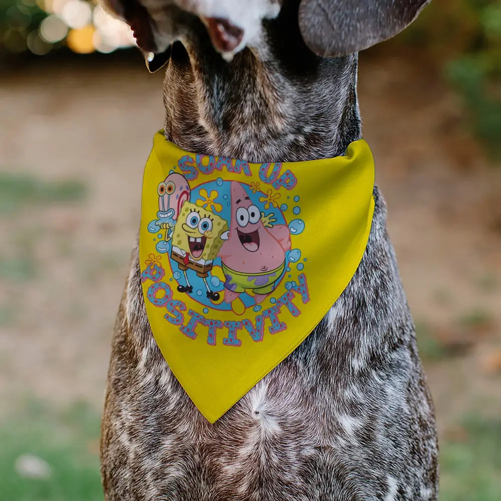 Pet Bandana - SpongeBob SquarePants and Friends SOAK UP POSITIVITY Pose Yellow Pet Bandanas