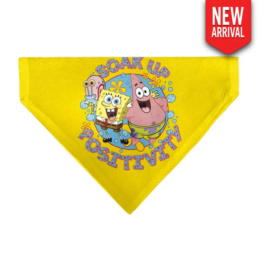 Pet Bandana - SpongeBob SquarePants and Friends SOAK UP POSITIVITY Pose Yellow Pet Bandanas