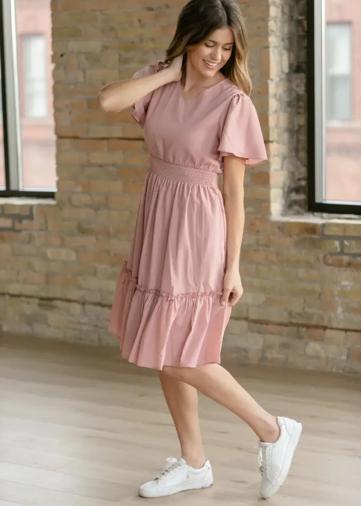 pink v neck midi dress Sophie V-Neck Midi Dress – Carolina Country Bling