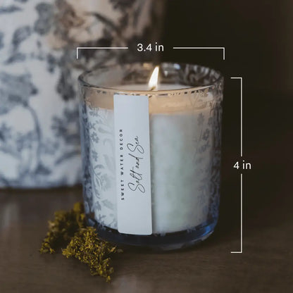 Spa Day Soy Candle - Blue Tinted Glass Jar - 12 oz Candles