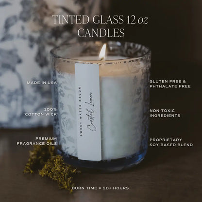 Spa Day Soy Candle - Blue Tinted Glass Jar - 12 oz Candles