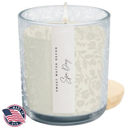 Spa Day Soy Candle - Blue Tinted Glass Jar - 12 oz Candles