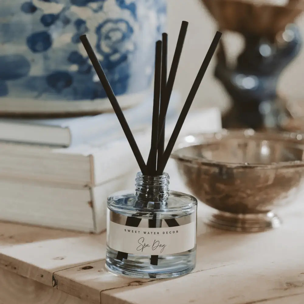 Spa Day Blue Tinted Glass Jar Reed Diffuser Reed Diffusers