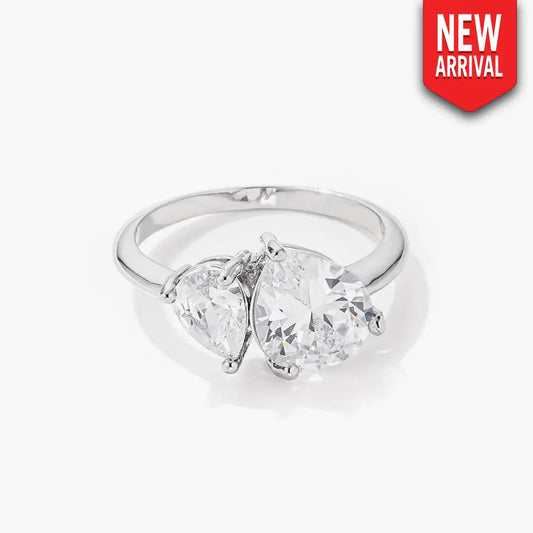 2.75ct Rhodium Plated Toi et Moi CZ Ring - Rings