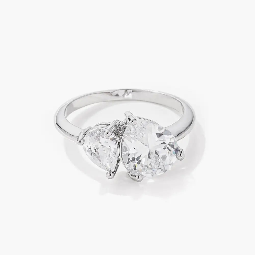 2.75ct Rhodium Plated Toi et Moi CZ Ring - Rings