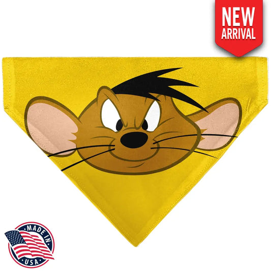 Pet Bandana - LOONEY TUNES Speedy Gonzales Face Close-Up Yellow - Pet Bandanas