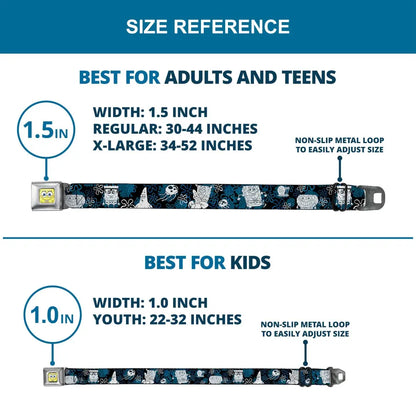 Sponge Bob Face CLOSE-UP Full Color Seatbelt Belt - SpongeBob Patrick Starfish & Gary the Snail/Flowers